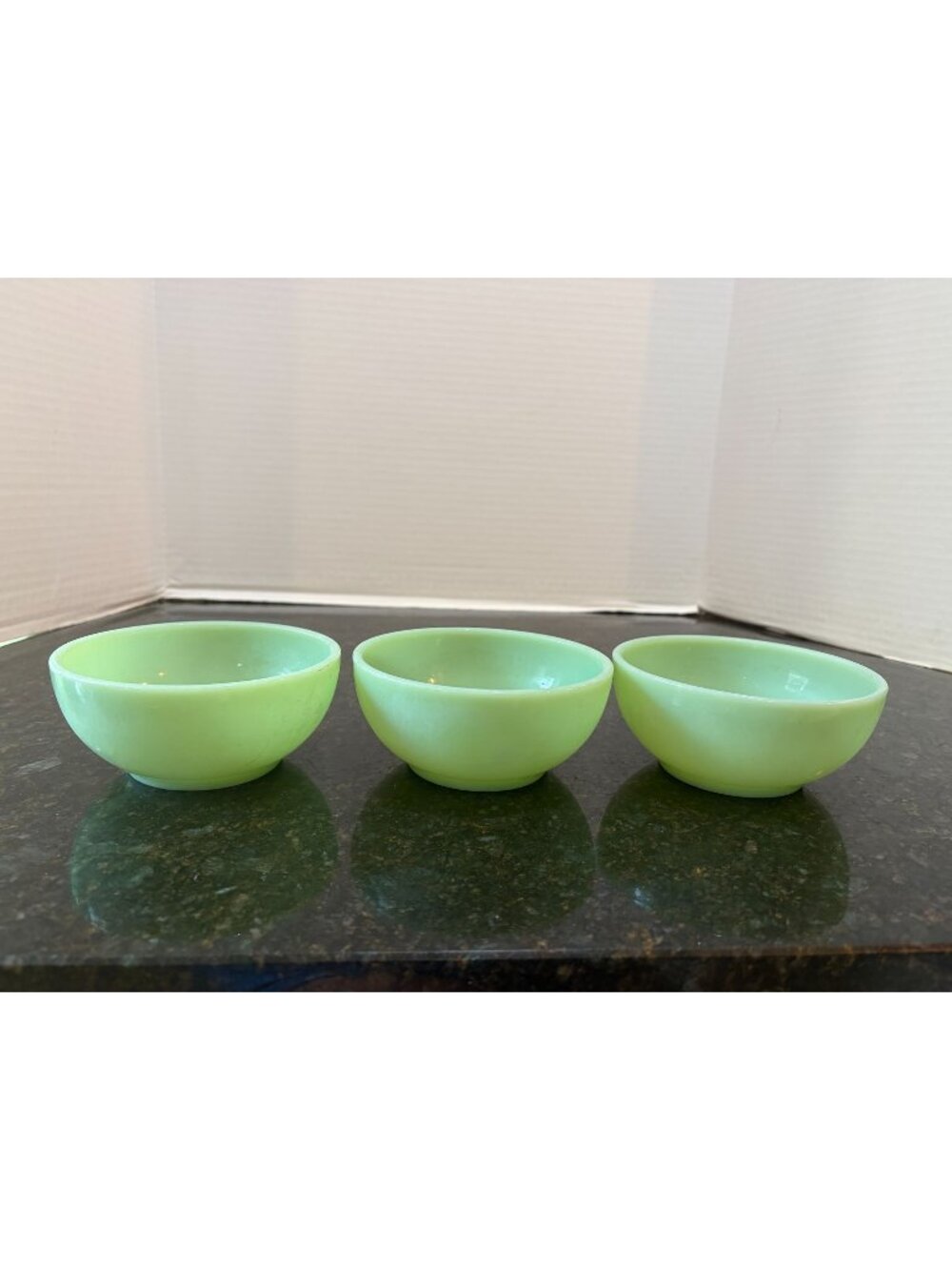 Vintage 5" Fire King Jadeite Oven Ware Cereal / Soup Bowls (Qty. 3)